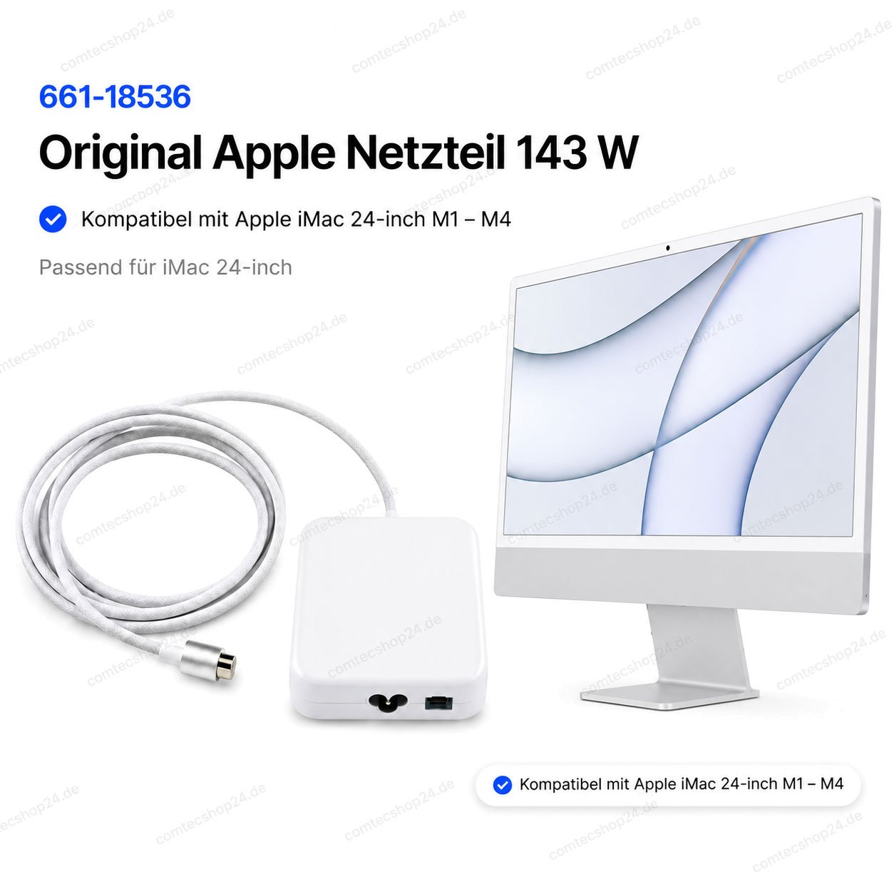 Apple externes Netzteil 143 W mit Ethernetport iMac 24 inch M1 2021 661-18536