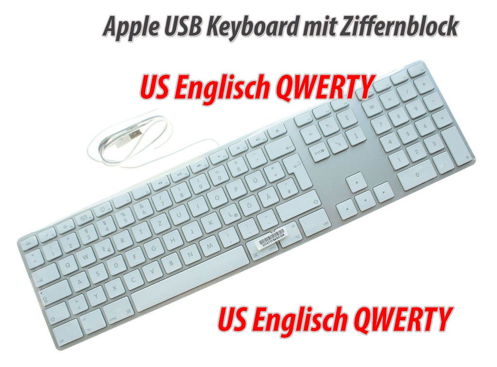 neue original Apple Tastatur mit Ziffernblock für alle Mac`s mit USB Port MB110 US Layout