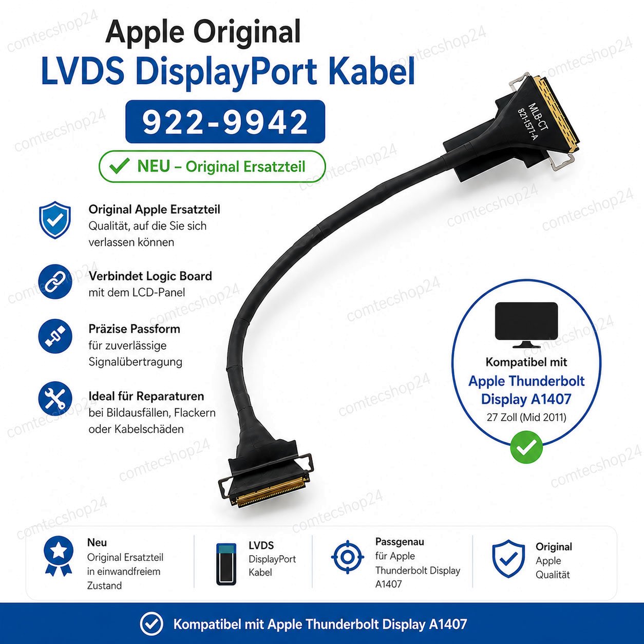 Cable, LVDS DisplayPort Anschlusskabel 922-9942